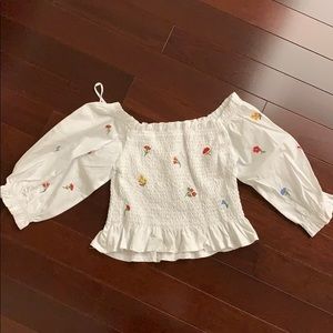 ZARA FLORAL OFF-Shoulder Top